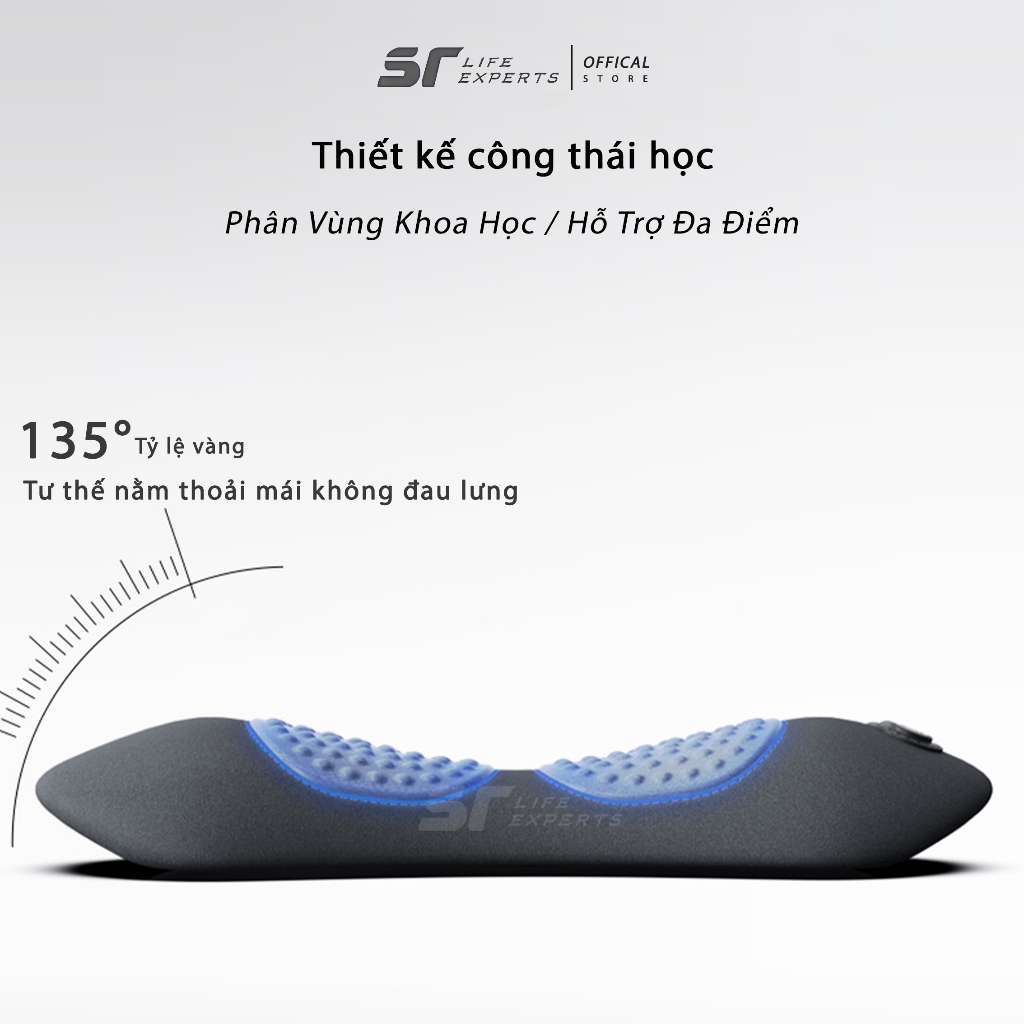 Gối Kê Lưng Sairui Túi Khí Kéo Dãn Lưng Tích Hợp Massage Và Chườm Nóng Cao Su Non Giảm Đau Cột Sống