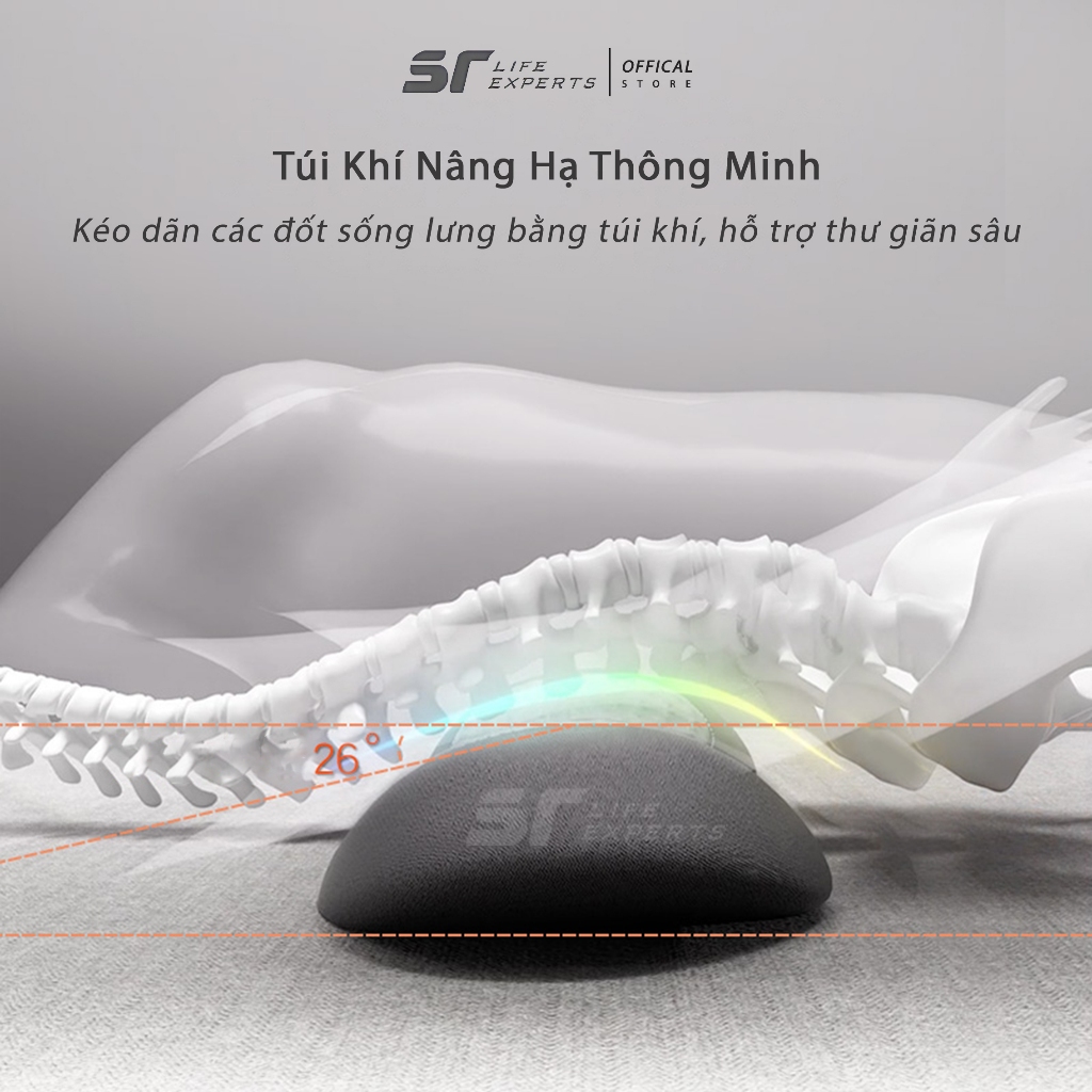 Gối Kê Lưng Sairui Túi Khí Kéo Dãn Lưng Tích Hợp Massage Và Chườm Nóng Cao Su Non Giảm Đau Cột Sống
