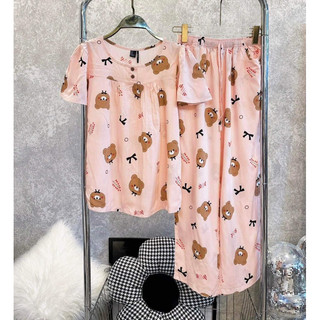 Đồ bộ lanh tay ngắn quần dài trung niên Vnxk F21