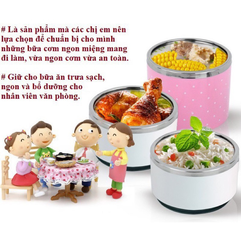 ⛔FLASHSALE⛔ Cặp lồng inox chấm bi đường kính 11,5cm , 13cm, có 1,2,3 tầng