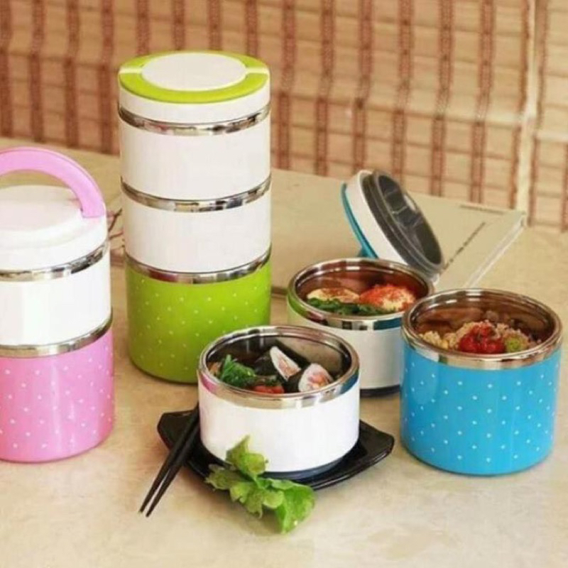 ⛔FLASHSALE⛔ Cặp lồng inox chấm bi đường kính 11,5cm , 13cm, có 1,2,3 tầng