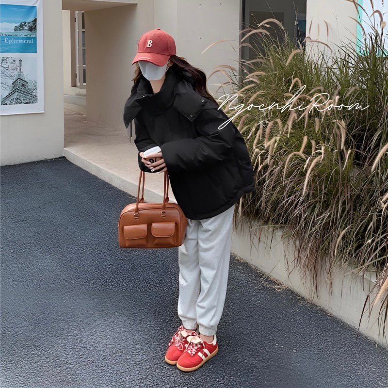 Áo Phao Béo Siêu Ấm Hoạ tiết Tim Basic, Áo Khoác Phao Đại Hàn Mặc Đôi Nam Nữ Unisex