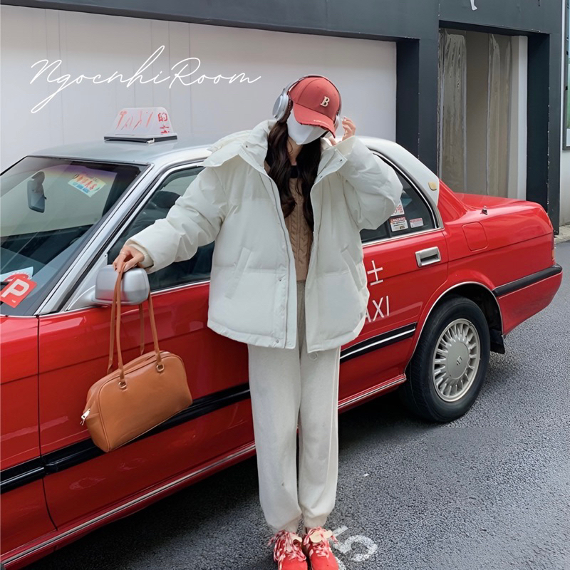 Áo Phao Béo Siêu Ấm Hoạ tiết Tim Basic, Áo Khoác Phao Đại Hàn Mặc Đôi Nam Nữ Unisex