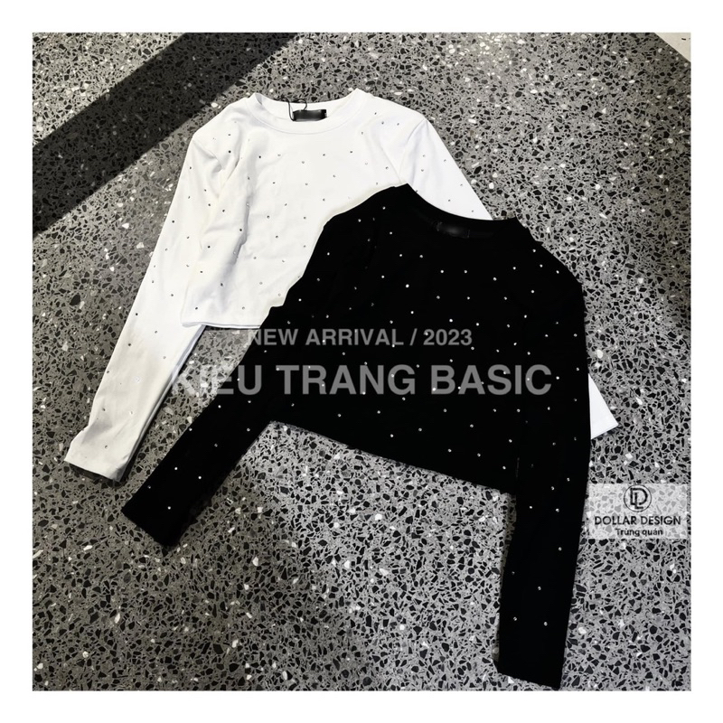 Áo body cổ tròn phối đá sang chảnh