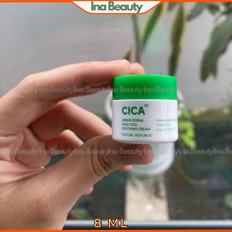 Kem dưỡng da Nature Republic Green Derma Mild Cica Cream 9ml từ rau má Giúp Cấp Ẩm tuyệt vời cho làn da.