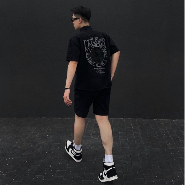 Quần short nam nữ form boxy CANDLES TNE SINGLE KNEE logo thêu nổi chất liệu Kaki 10oz chính hãng