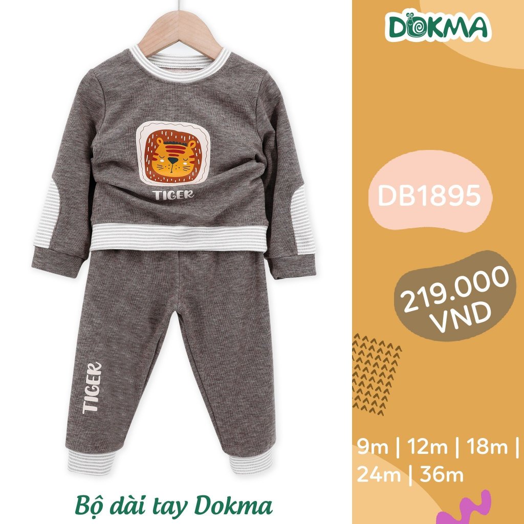 Bộ thu đông dài tay bé trai/ bé gái Dokma cotton len - nỉ dày