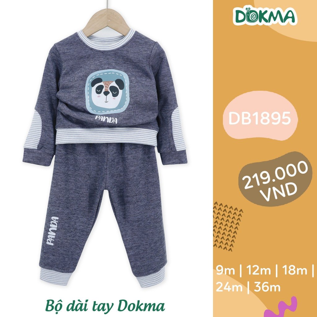 Bộ thu đông dài tay bé trai/ bé gái Dokma cotton len - nỉ dày