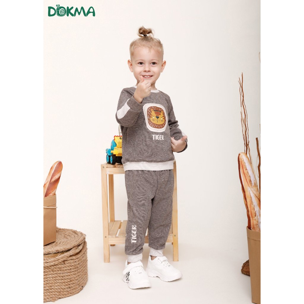 Bộ thu đông dài tay bé trai/ bé gái Dokma cotton len - nỉ dày