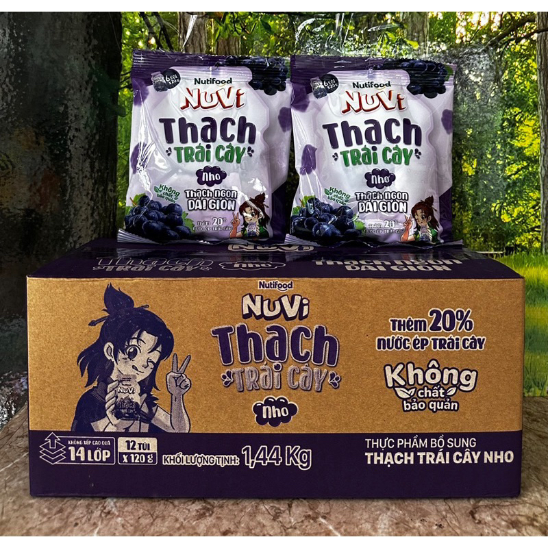 Thùng 12 bịch thạch đào/ nho/ vải-mỗi bịch 6 túi nhỏ
