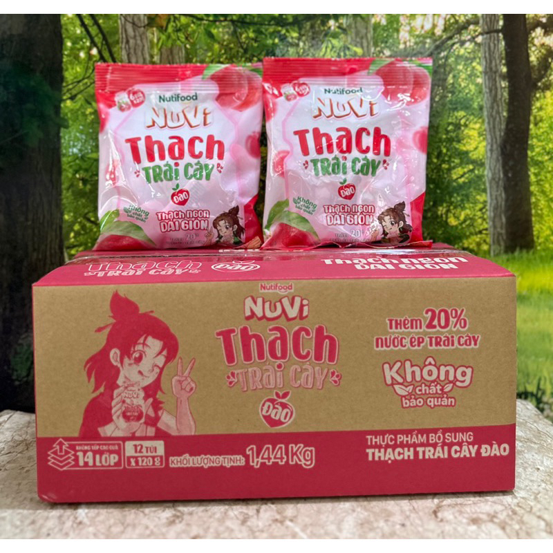 Thùng 12 bịch thạch đào/ nho/ vải-mỗi bịch 6 túi nhỏ