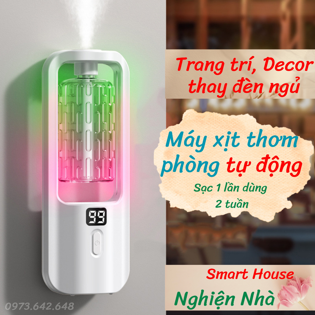 Máy xịt thơm phòng tự động 5 chế độ phun Máy khuếch tán hương thơm khử mùi phòng ngủ phòng khách_Smart home BC01