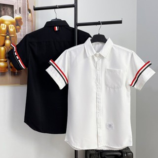 Áo sơ mi nam nữ tay ngắn boy phố form đẹp chất vải dày dặn phối viền tay 3 cúc mẫu mới nhất Hót Trend