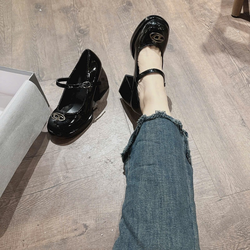 Giày Bal Gót Vuông Đúp 7 Phân Khoá D Mũi Tròn Siêu Hot