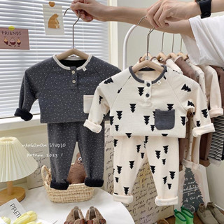 Bộ quần áo thun dài tay thu đông họa tiết cho bé trai bé gái U11