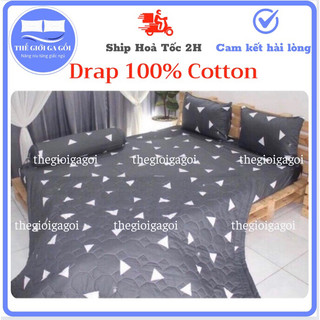Bộ Drap , Ga trải giường  100% Cotton  mẫu tam giác xám
