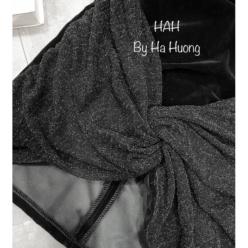 Váy dự tiệc đi chơi cúp nhung xoắn hông sang chảnh k kèm găng tay