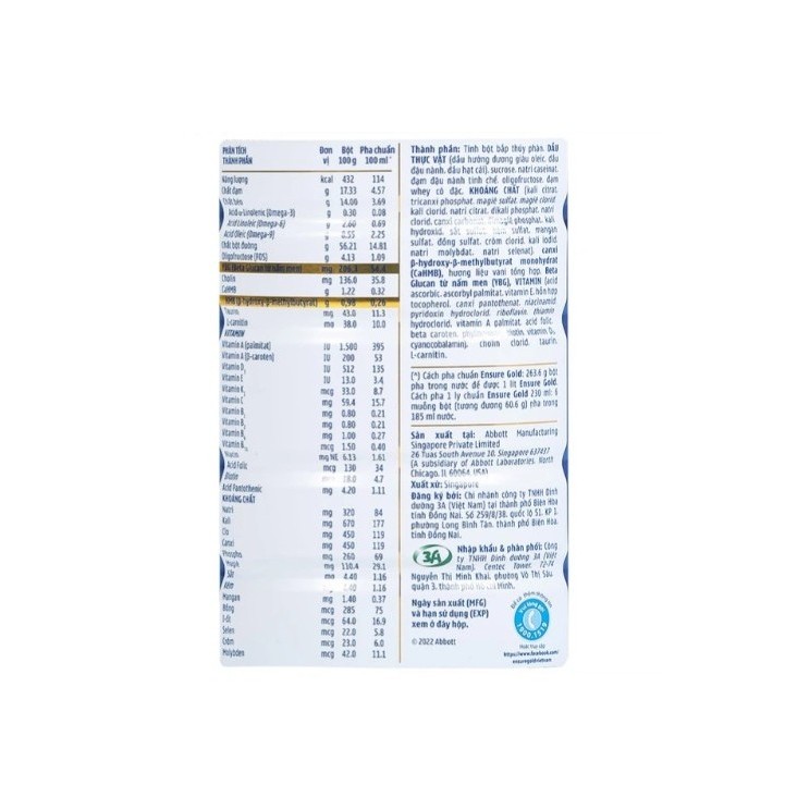 COMBO 4 LON Ensure 850g hương Vani date 2025