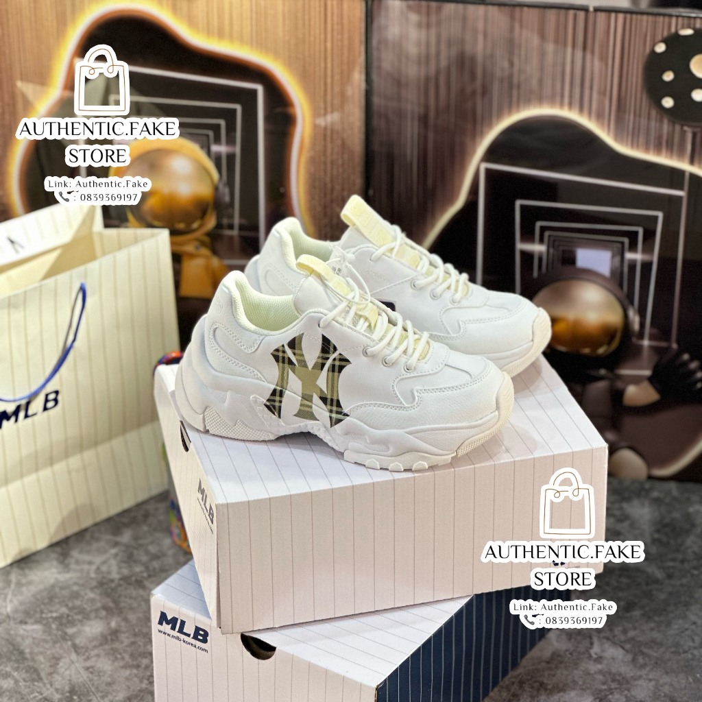 Giày Thể Thao MLB Chunky BigBall New York Họa Tiết Caro Mới 2023