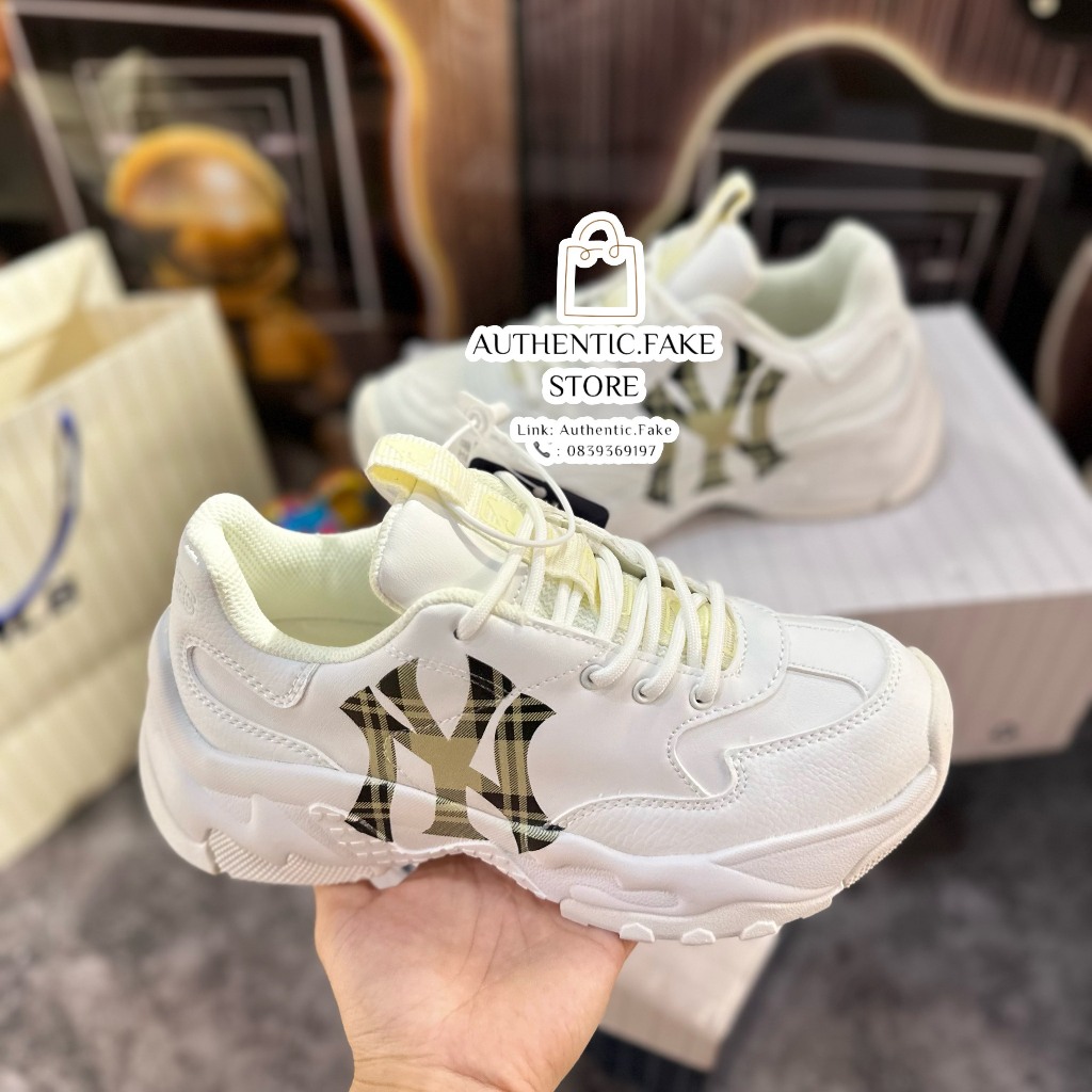 Giày Thể Thao MLB Chunky BigBall New York Họa Tiết Caro Mới 2023