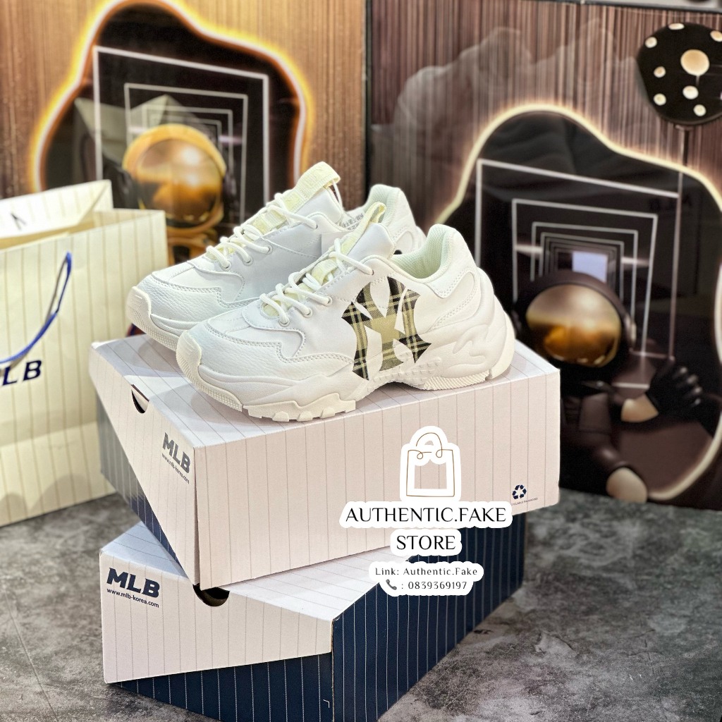 Giày Thể Thao MLB Chunky BigBall New York Họa Tiết Caro Mới 2023