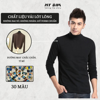 Áo giữ nhiệt nam cổ lọ cao lót lông 3 phân trơn đẹp unisex freesize dài tay mùa đông fullbox MYDNA by May Minh Thành