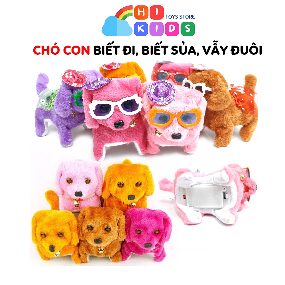 Chó bông biết đi, biết kêu gâu gâu, biết vẫy đuôi siêu cute chạy pin AA