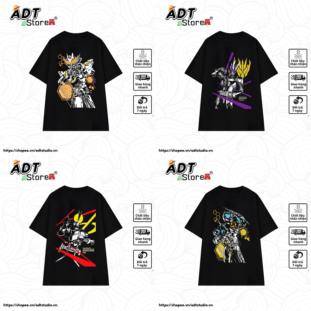 BST Mẫu Áo thun Unisex Kamen Rider Oversized 100% Cotton ngắn tay