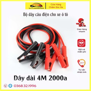 Dây Câu Bình Ắc Quy Ô Tô Lõi Đồng Siêu To 2000A, Kích Điện Ắc Quy Cứu Hộ Ô Tô 4 Mét