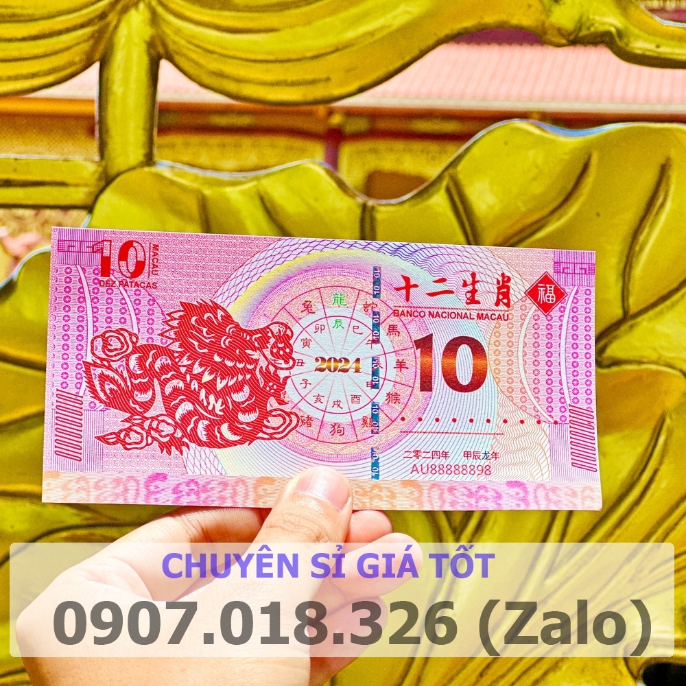 [RƯỚC LỘC] tiền con Rồng Macao năm 2024 tờ 10 patacas, Quà Tết 2024