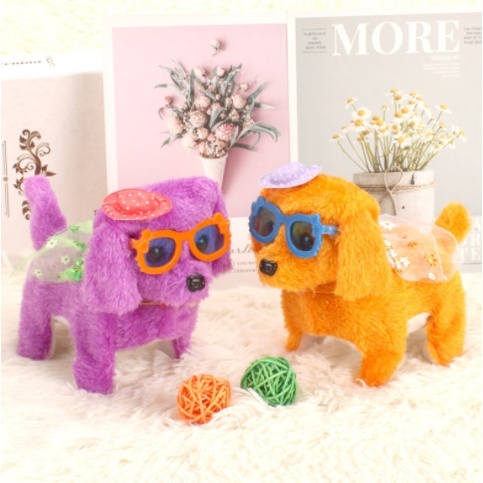 Chó bông biết đi, biết kêu gâu gâu, biết vẫy đuôi siêu cute chạy pin AA