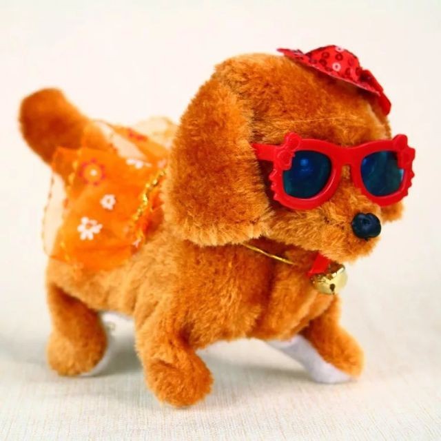 Chó bông biết đi, biết kêu gâu gâu, biết vẫy đuôi siêu cute chạy pin AA