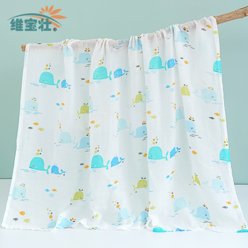 Khăn tắm xô sợi tre muslin cho bé sơ sinh 105x105cm 2 lớp dệt kép họa tiết dễ thương