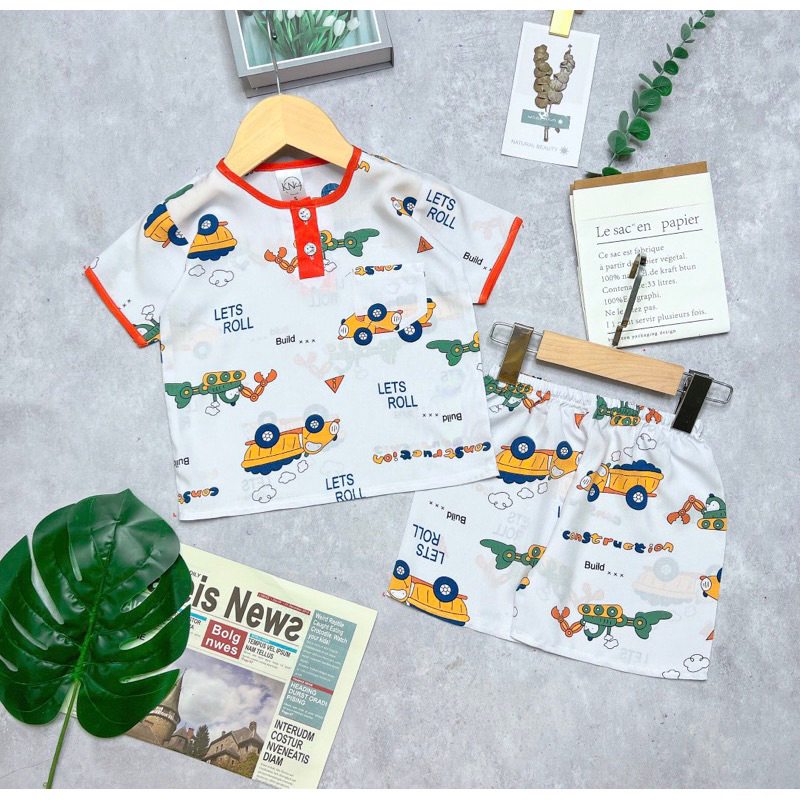 Bộ tole / lanh bé trai tay ngắn quần đùi mùa hè full size