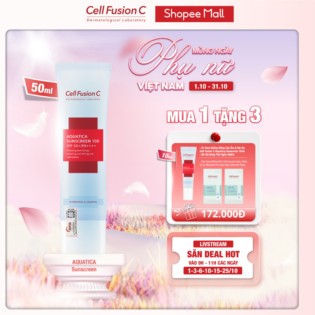 Kem Chống Nắng Cấp Ẩm & Dịu Da Cell Fusion C Aquatica Sunscreen 100 SPF 50+/PA++++