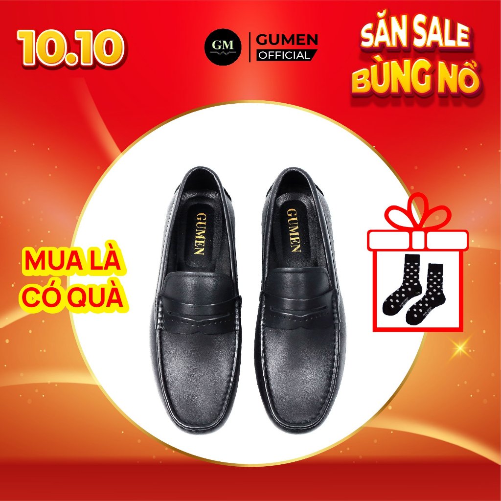 Giày Lười Nam GUMEN GM03 Kiểu Dáng Penny Loafer Da Bò Cao Cấp ĐẾ KHÂU TAY Thủ Công Cao Su Đúc Nguyên Khối Mềm Mại