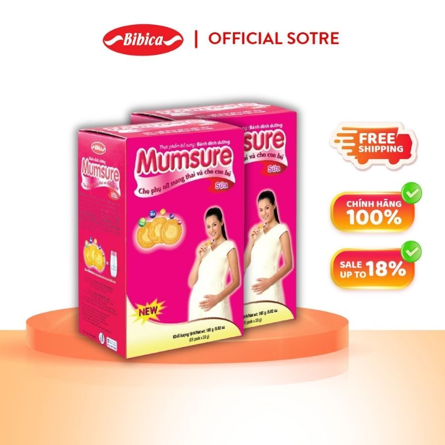 2 Hộp Bánh Dinh Dưỡng Mumsure Sữa Bibica 165g - Thực phẩm dành cho mẹ bầu