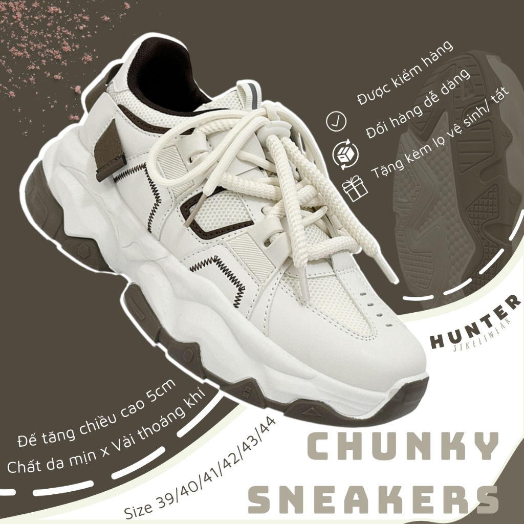 Giày nam 2023 Form CHUNKY - MẠNH MẼ, PHÁ CÁCH - Màu Nâu Choco - Tăng chiều cao 5cm++