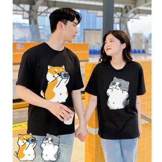 Áo thun nam nữ áo đôi local brand chất cotton cao cấp phom Unisex hình CÚN MÈO đáng yêu big size 40-105kg