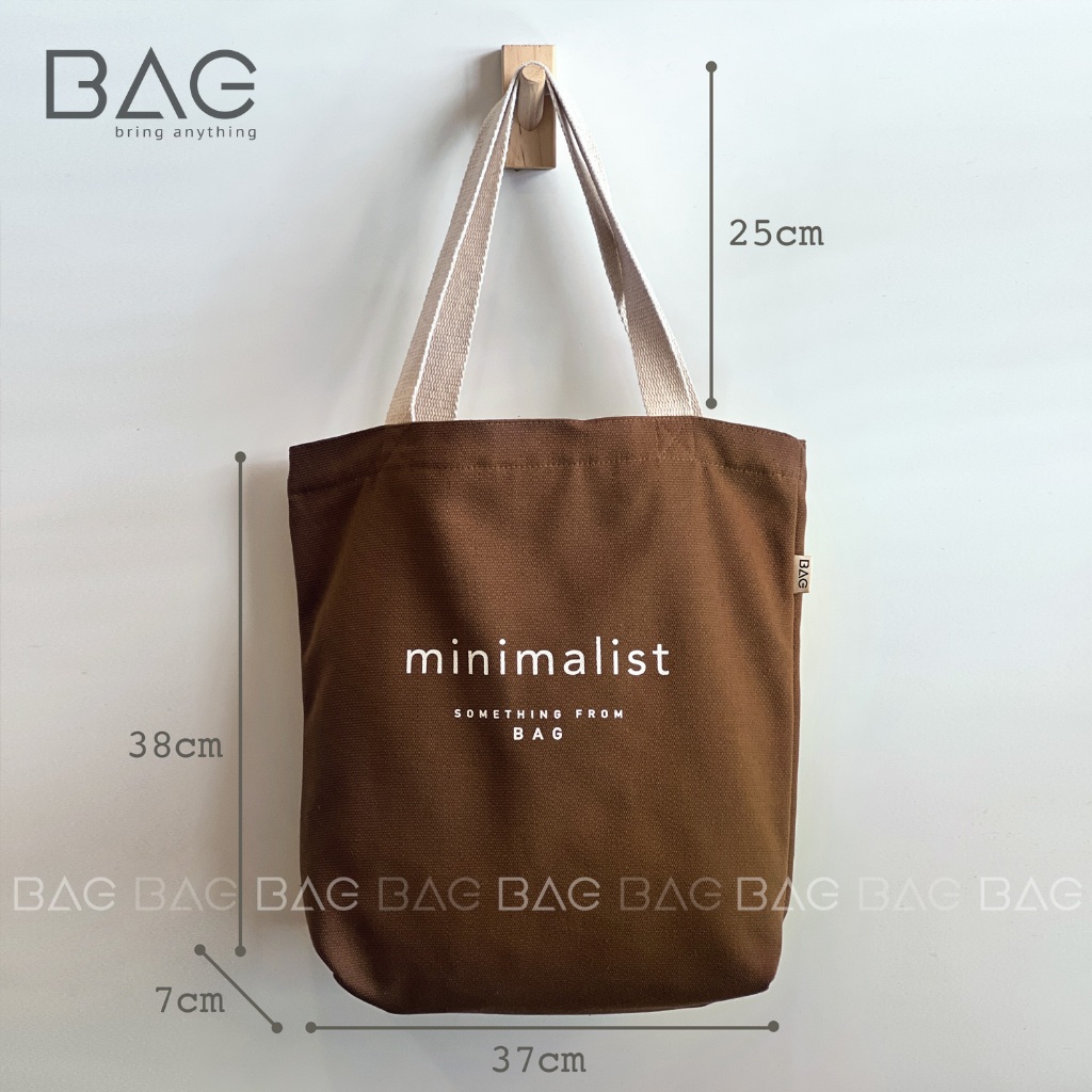 Túi tote vải màu nâu đeo vai, túi local brand từ BAG với phong cách vintage tối giản