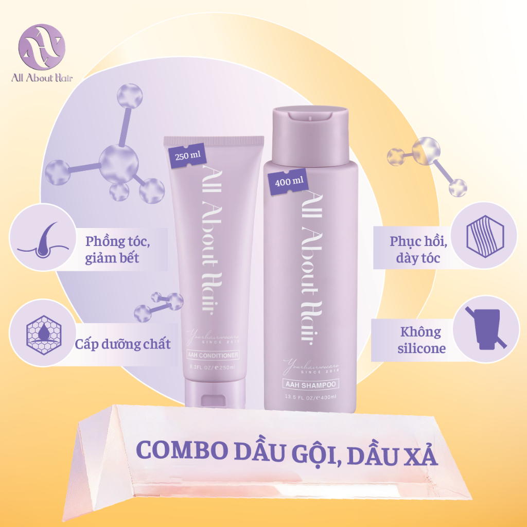 Combo 2SP Dầu Gội & Dầu Xả AAH All About Hair - Shampoo & Conditioner