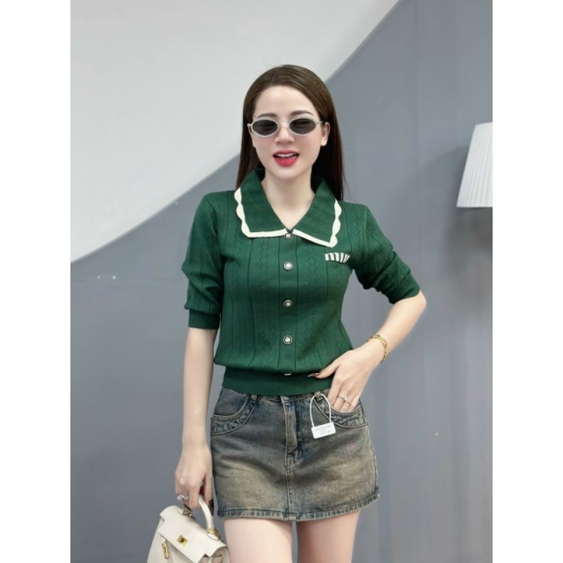 Áo len tay lỡ cổ bẻ