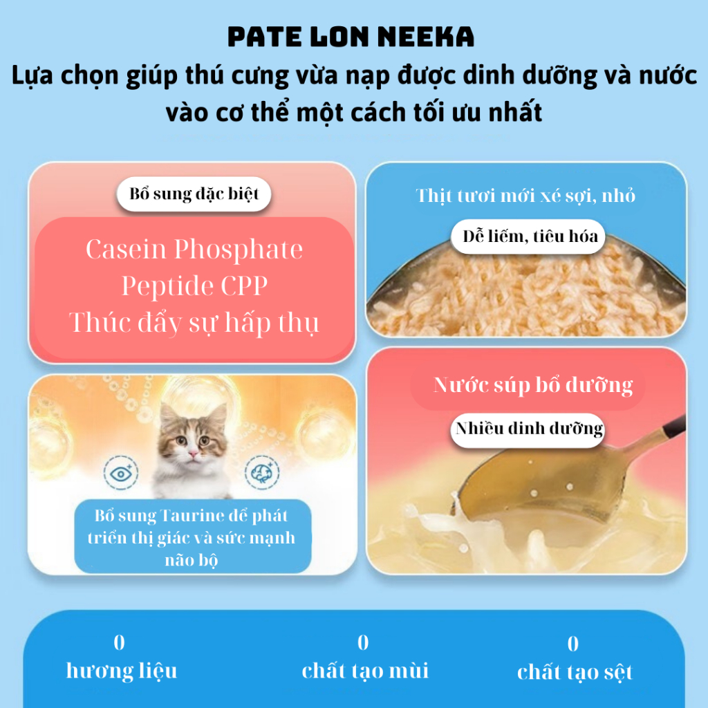 Pate lon Neeka súp gà - thơm ngon, bổ dưỡng, bổ sung nước cho mèo