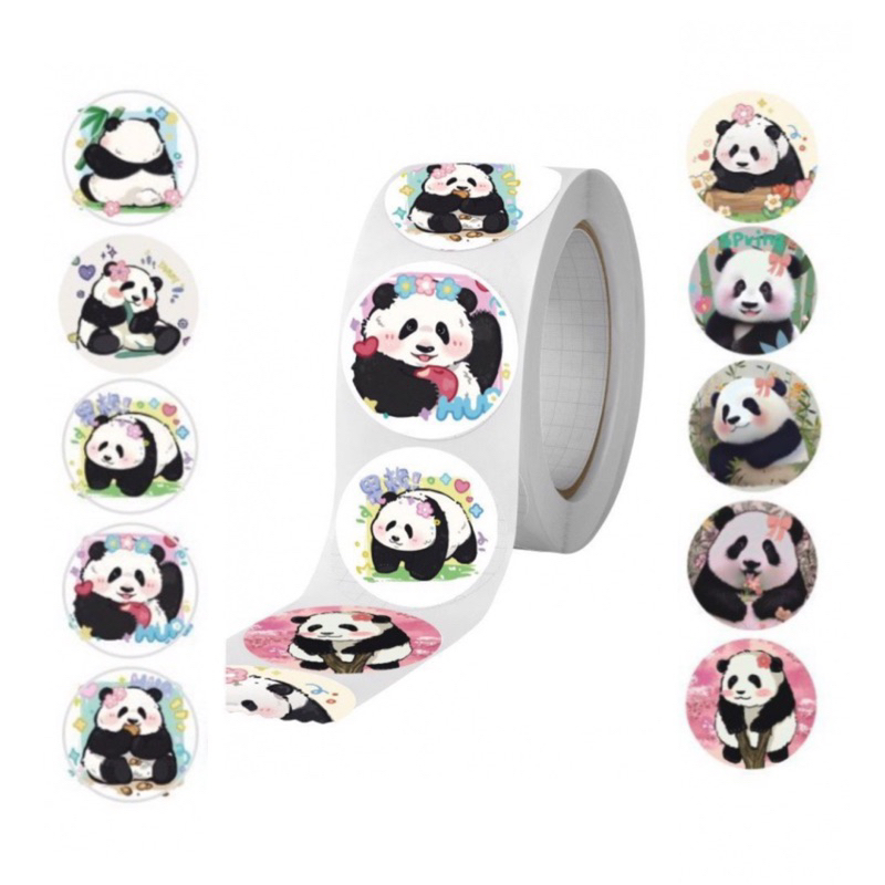 Sticker gấu trúc Hoahoa cuộn 500 tem