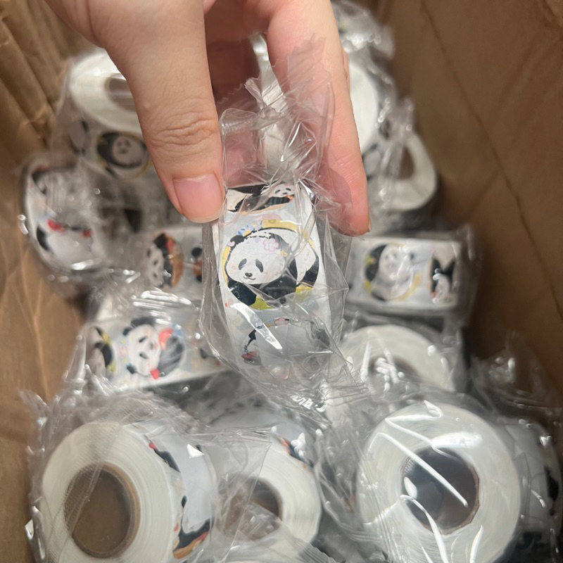 Sticker gấu trúc Hoahoa cuộn 500 tem