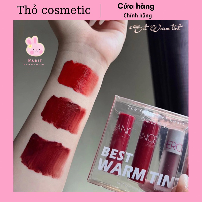 💋Set son Herorange mini thiết kế dễ thương chất son siêu mịn lên màu chuẩn