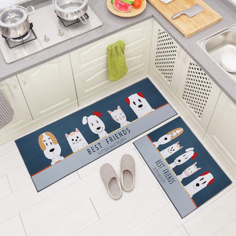 Set 2 thảm bếp hình thú dễ thương decor nhà bếp - Bộ 2 thảm hoạt hình mẫu mới lót bếp, phòng ngủ, nhà tắm đa năng