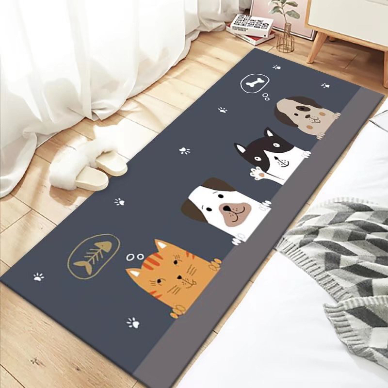 Set 2 thảm bếp hình thú dễ thương decor nhà bếp - Bộ 2 thảm hoạt hình mẫu mới lót bếp, phòng ngủ, nhà tắm đa năng