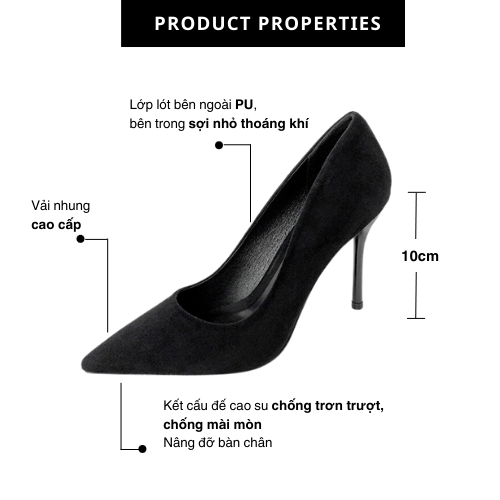 Giày cao gót nữ FOXY slingback bít mũi màu đen basic - FOX082