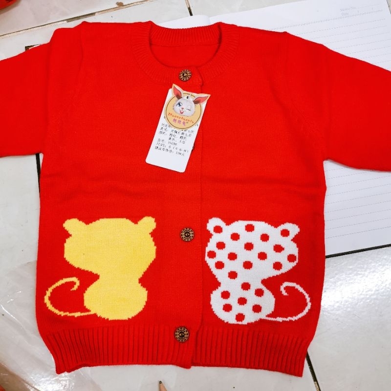 Áo cardigan cho bé trai bé gái 6-15kg áo len dài tay cài cúc